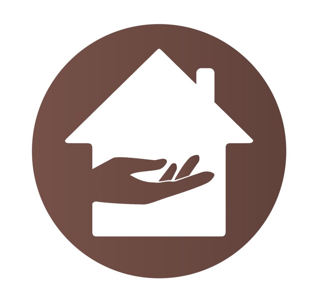 sigle du logo avec main dans une maison