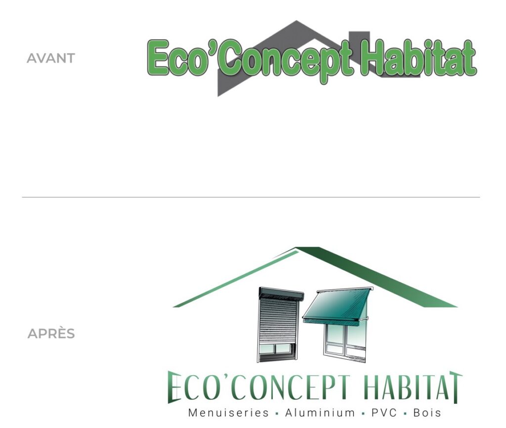 avant et après la refonte du logo d'eco'concept habitat